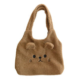 Winter Plush Tote Bag Women Embroidery Lamb Hair Shoulder Bag