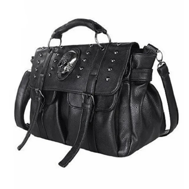 Skull Rivet Shoulder Bag Punk Lady Handbag All-Match Tote