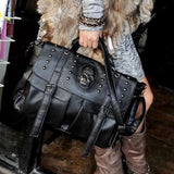 Skull Rivet Shoulder Bag Punk Lady Handbag All-Match Tote