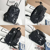 Marbling Canvas Backpack for Teenagers Girls Large Capacity School Bag