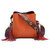 Women Leather Shoulder Bag Crossbody Bucket Bag Width Strap L116