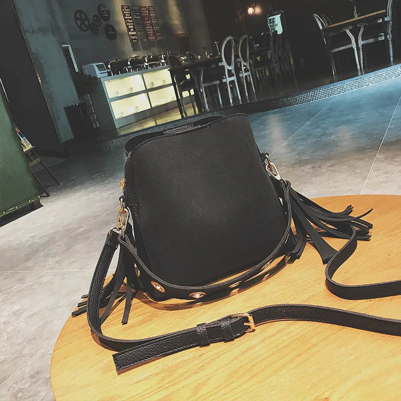 Women Leather Shoulder Bag Crossbody Bucket Bag Width Strap L116