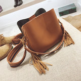 Women Leather Shoulder Bag Crossbody Bucket Bag Width Strap L116