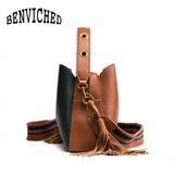 Women Leather Shoulder Bag Crossbody Bucket Bag Width Strap L116