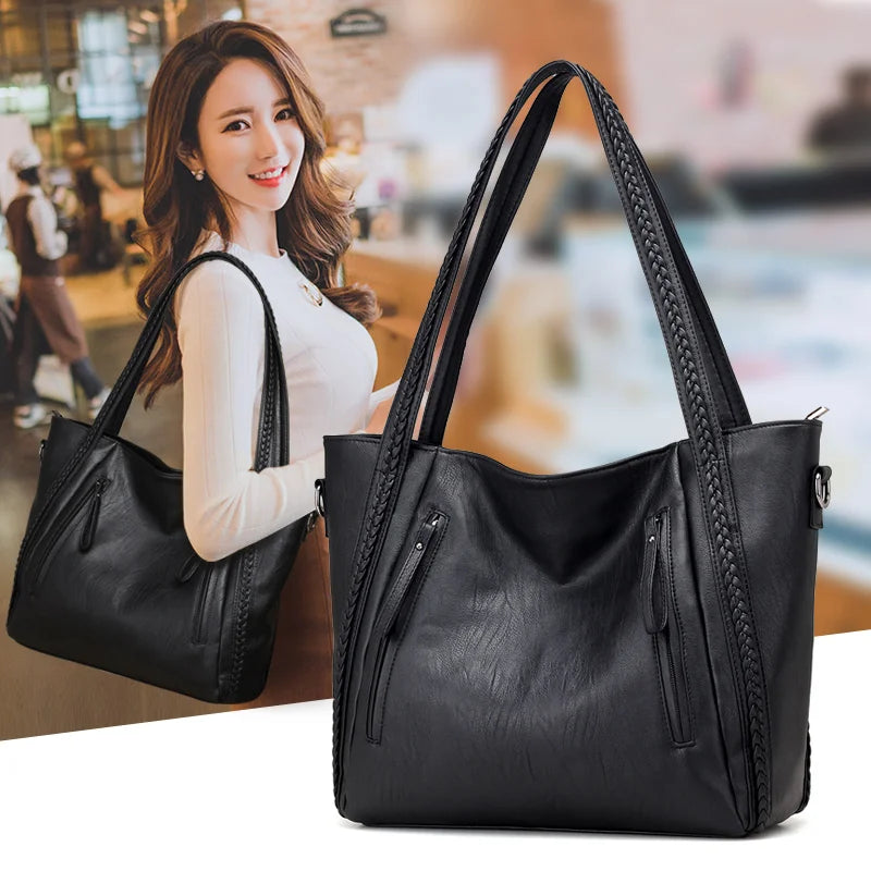 Soft Leather Large Pocket Casual Handbag Women's Handbag Shoulder Bag