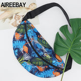 Leaf Print Canvas Fanny Pack Women Waist Bag