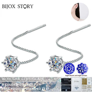 Colorful Moissanite Drop Earrings for Female S925 Sterling Silver Jewelry