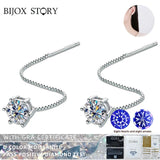 Colorful Moissanite Drop Earrings for Female S925 Sterling Silver Jewelry