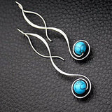 Vintage 925 Silver Earrings Turquoise Drop for Party Gift