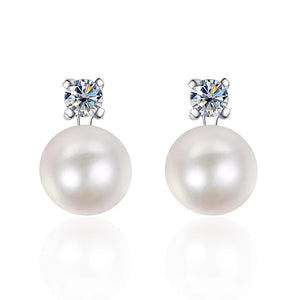 Vintage S925 Sterling Sliver Stud Earrings with Moissanite for Girls Party