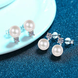 Vintage S925 Sterling Sliver Stud Earrings with Moissanite for Girls Party