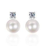 Vintage S925 Sterling Sliver Stud Earrings with Moissanite for Girls Party