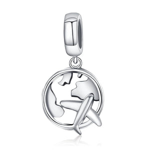 925 Silver Airplane Pendant Eiffel Tower Charm Bracelet Family Gift