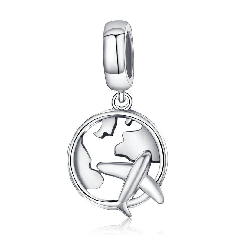 925 Silver Airplane Pendant Eiffel Tower Charm Bracelet Family Gift
