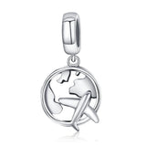 925 Silver Airplane Pendant Eiffel Tower Charm Bracelet Family Gift