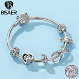 925 Silver Airplane Pendant Eiffel Tower Charm Bracelet Family Gift