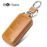 BISI GORO Car Key Bag Case Holder Leather Retro Cowhide Men Women
