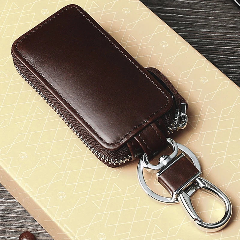 BISI GORO Car Key Bag Case Holder Leather Retro Cowhide Men Women