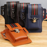 Men's Large Capacity PU Leather Waist Bag Crossbody Pouch
