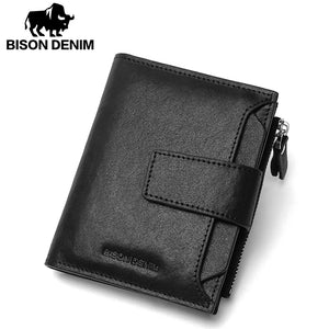 Men's Foldable Leather Wallet Large Capacity Buckle N4507