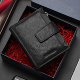 Men's Foldable Leather Wallet Large Capacity Buckle N4507