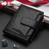 Men's Foldable Leather Wallet Large Capacity Buckle N4507