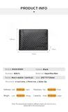 RFID Blocking Slim Carbon Fiber Men Wallet Money Clip Bifold High Male Purse