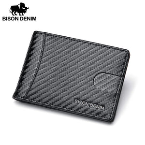 RFID Blocking Slim Carbon Fiber Men Wallet Money Clip Bifold High Male Purse