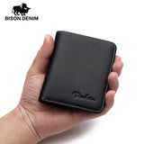 BISON DENIM men wallets leather mini pocket business casual purse