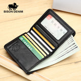 BISON DENIM men wallets leather mini pocket business casual purse