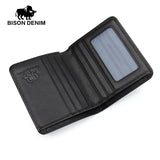 BISON DENIM men wallets leather mini pocket business casual purse