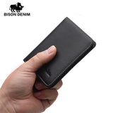 BISON DENIM men wallets leather mini pocket business casual purse
