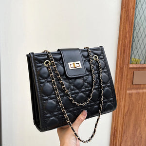 Vintage Chain Tote Crossbody Bag PU Leather Travel Handbags for Women