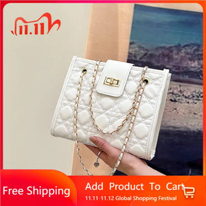 Vintage Chain Tote Crossbody Bag PU Leather Travel Handbags for Women