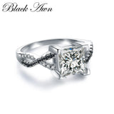 [BLACK AWN] 925 Sterling Silver Rings Engagement Bague Female Wedding Rings