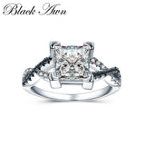 [BLACK AWN] 925 Sterling Silver Rings Engagement Bague Female Wedding Rings