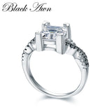 [BLACK AWN] 925 Sterling Silver Rings Engagement Bague Female Wedding Rings