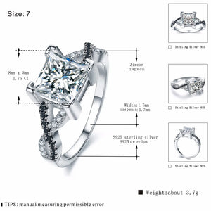 [BLACK AWN] 925 Sterling Silver Rings Engagement Bague Female Wedding Rings