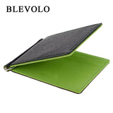 Men Short Skin Wallets Purses PU Leather Money Clips Solid Thin Wallet 4 Colors