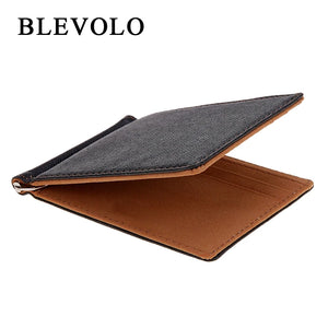 Men Short Skin Wallets Purses PU Leather Money Clips Solid Thin Wallet 4 Colors