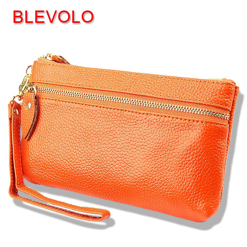 Women Leather Long Wallet Clutch Zipper Purse Soft
