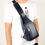 Waterproof Men's Sling Chest Bag USB Charge Shoulder Messenger