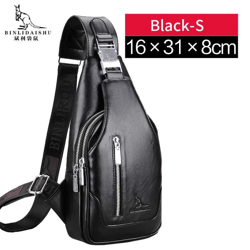 Waterproof Men's Sling Chest Bag USB Charge Shoulder Messenger
