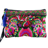 BOHO Double sided embroidery women wallet canvas lagre size purses
