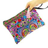 BOHO Double sided embroidery women wallet canvas lagre size purses
