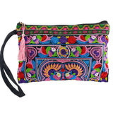 BOHO Double sided embroidery women wallet canvas lagre size purses