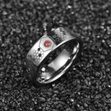 8mm Red Zircon Tungsten Steel Ring Size 7-12