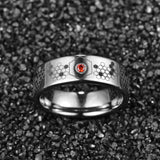 8mm Red Zircon Tungsten Steel Ring Size 7-12