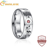8mm Red Zircon Tungsten Steel Ring Size 7-12