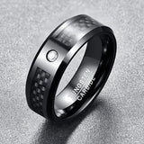 8mm Carbon Fiber Tungsten Steel Mens Ring